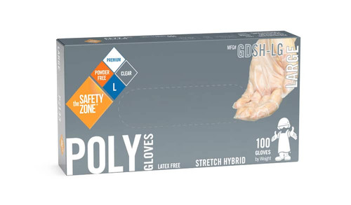 Glove, Clear Stretch Hybrid Polyethylene Glove, 100/BX 10BX/CS, LG